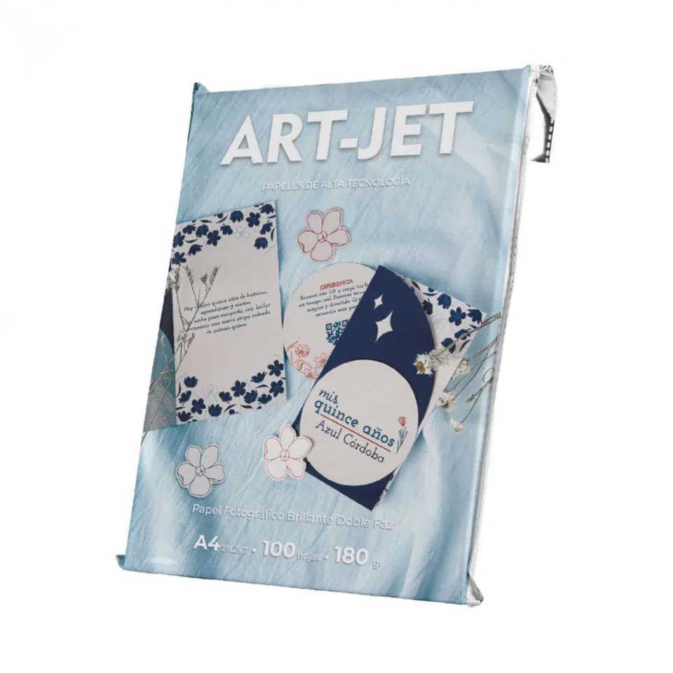 Papel Art-Jet Fotografico Brillo 180gr Bi Faz A4 Paquete x 100 hojas
