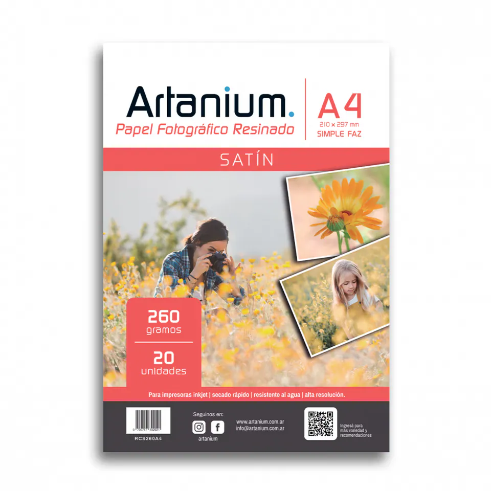 Papel Fotografico Resinado Satin A4 260gr x 20 hojas