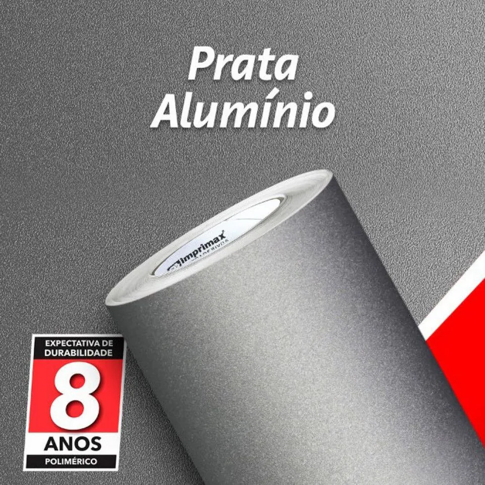 Vinilo Imprimax Jateados 1,40 mt Plata Aluminio