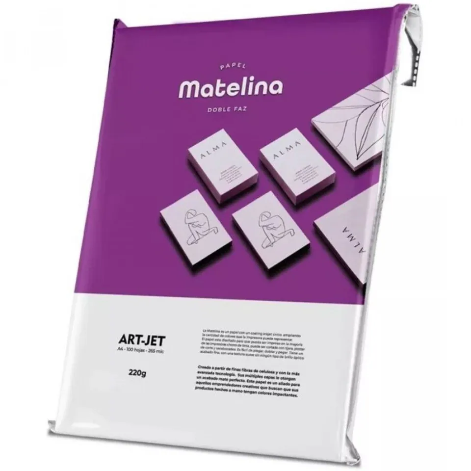 Papel Art-Jet Matelina 220gr Bi Faz A4 Paquete x 100 hojas