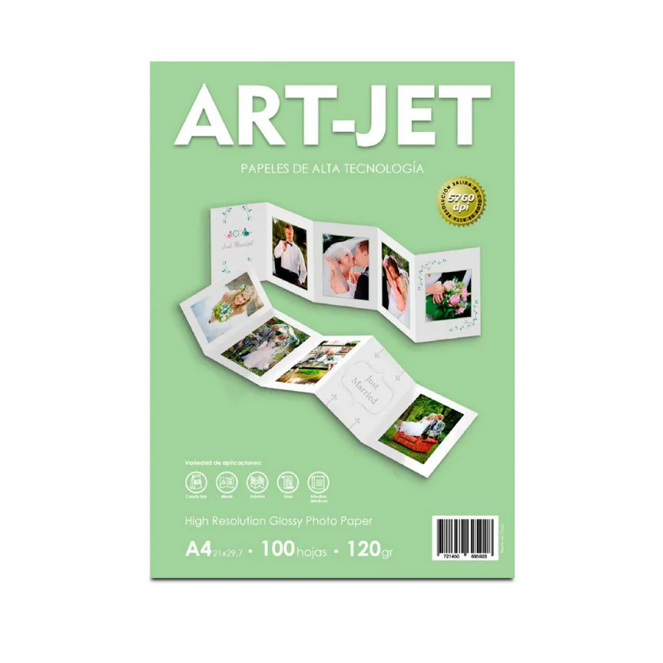 Papel Art-Jet Fotografico Brillo 120gr A4 Paquete x 100 hojas