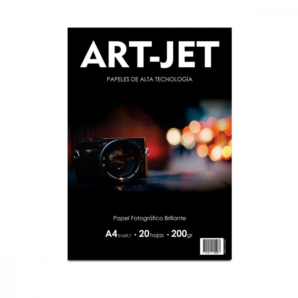 Papel Art Jet Fotografico Brillo 200gr A4 Paquete x 20 hojas