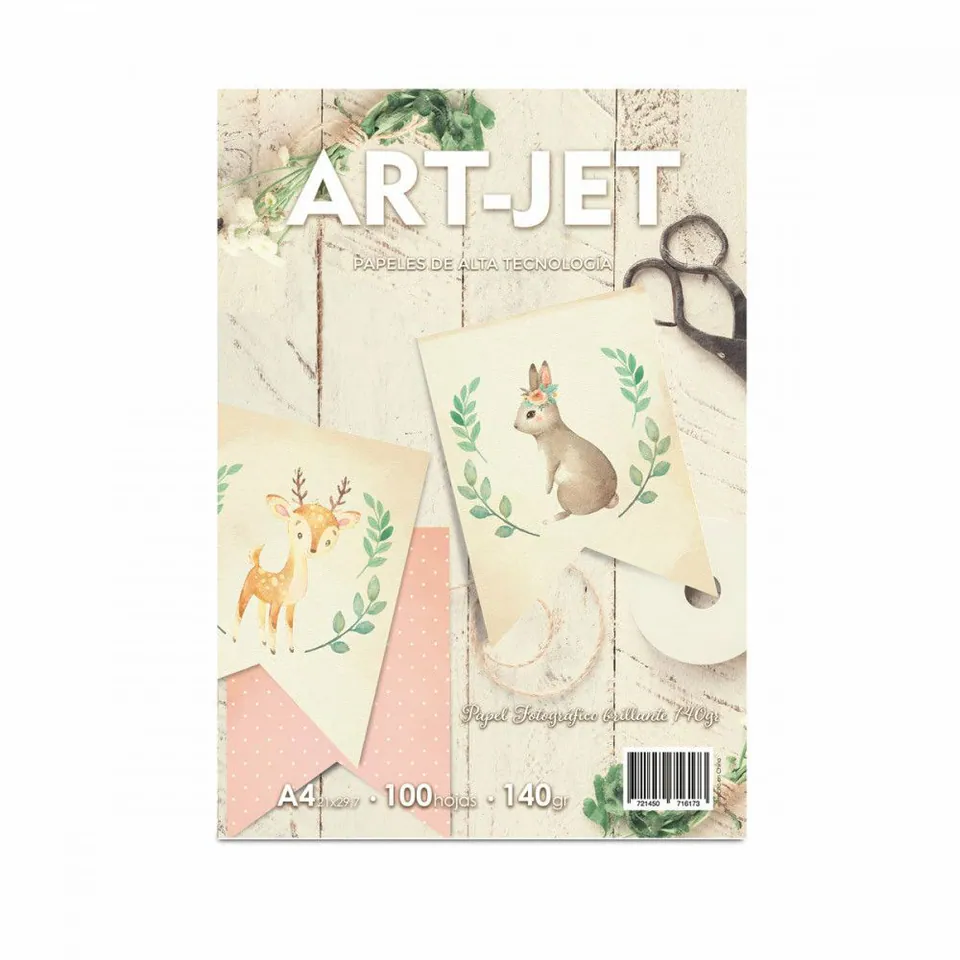 Papel Art-Jet Fotografico Brillo 140gr A4 Paquete x 100 hojas